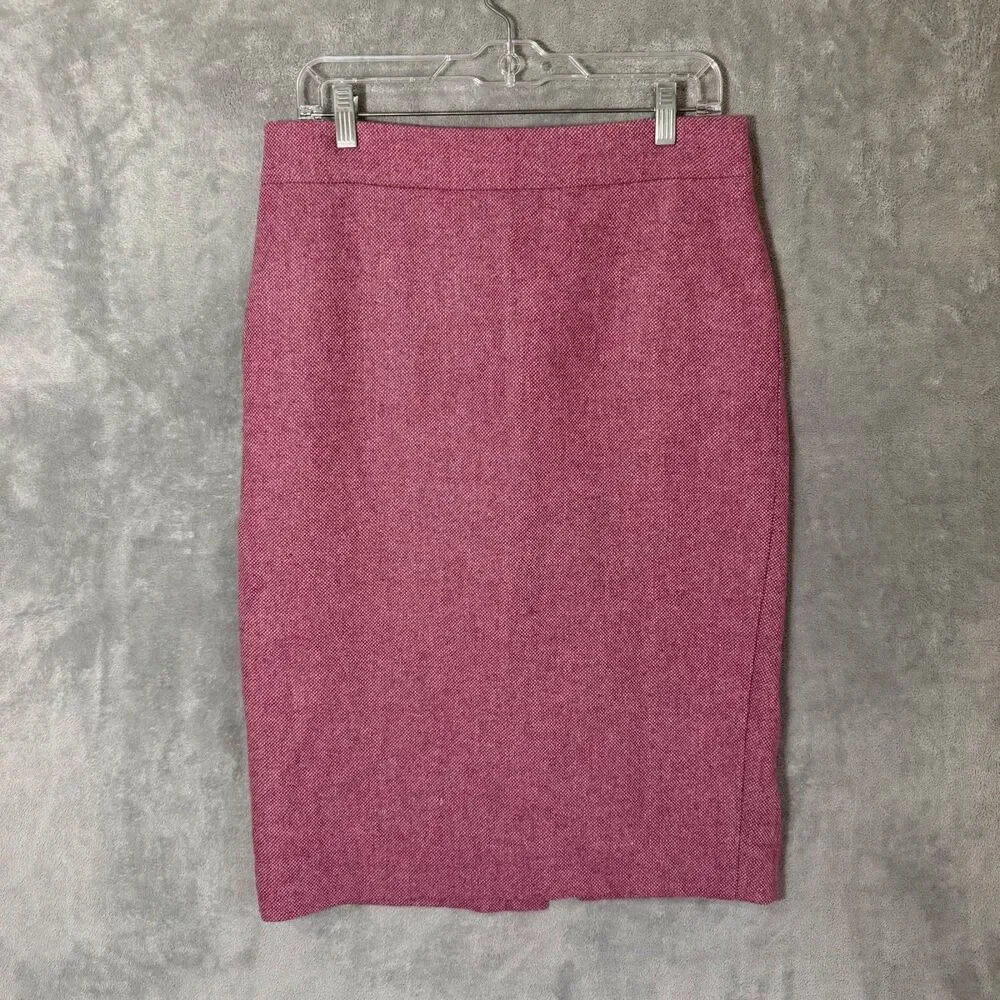 J.Crew No. 2 Pencil Skirt 8 Tall Pink Knee Length Wool Silk Blend Office Career